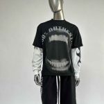 Custom Applique Logo White Drop Shoulder Heavyweight Plain 220 Gsm 100% Cotton Raw Hem Cut Edge Oversized Men T shirts