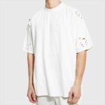 Summer Custom 100% Cotton Extended Neck Blank Men Distress Tee Shirts Oversized Street Wear Ripped T Shirts - Image 4