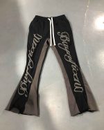 Custom Print Logo High Quality Heavyweight French Terry Jogger Stacked Track Pants Drawstring Trousers Stacked Flare Sweatpants