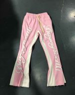 Custom Print Logo High Quality Heavyweight French Terry Jogger Stacked Track Pants Drawstring Trousers Stacked Flare Sweatpants - Image 3