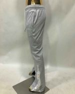 Custom Puff Print Logo Streetwear Stacked Jogger Patchwork Graffiti Paint Splatter Elastic Flare Sweatpants - Image 3