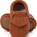 Leather Baby Moccasins Hard Soled Tassel Crib Toddler Shoes for Boys and Girls…