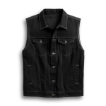 Men's Whiplash Black Denim Vest with Embroidered Logo